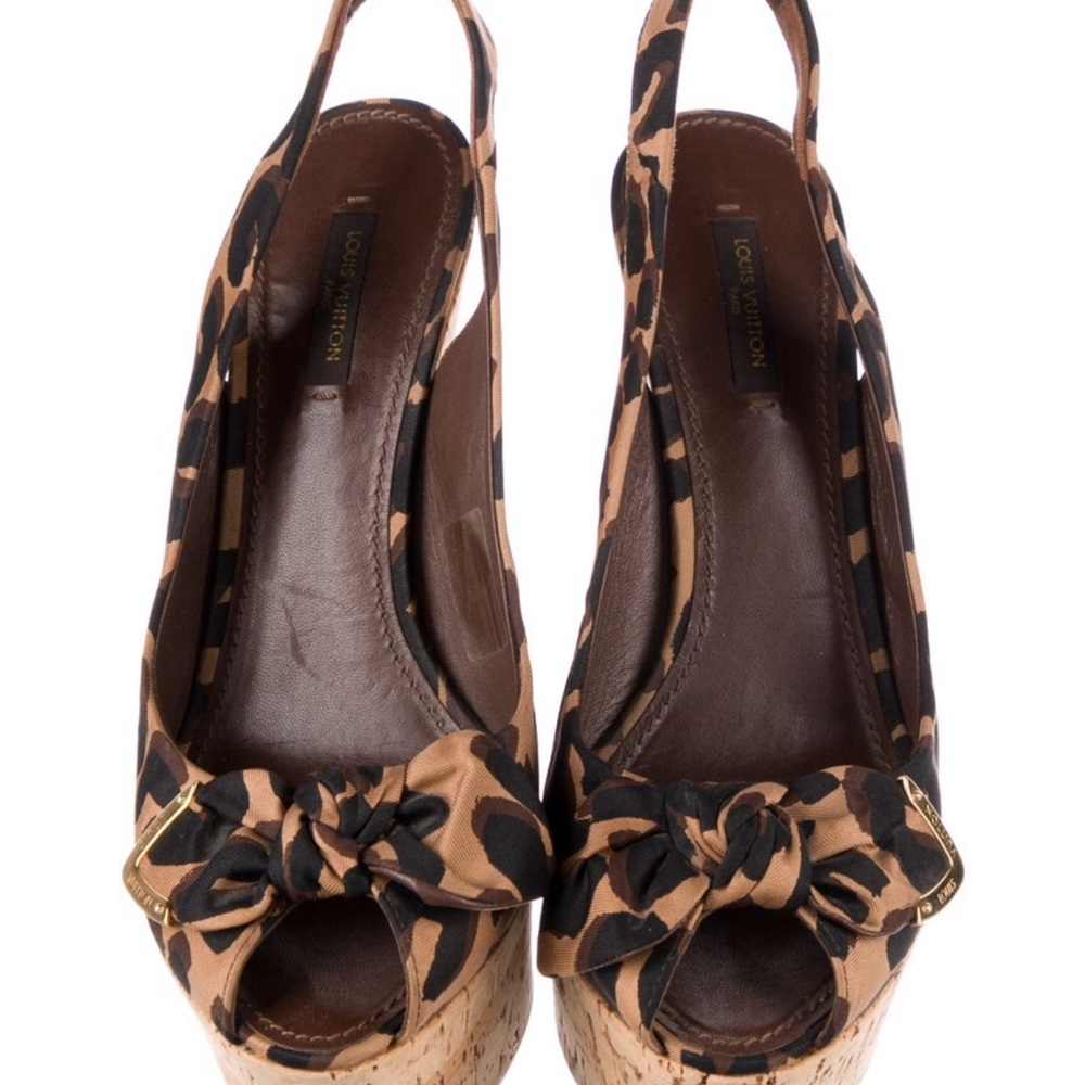 Sogia Vergara !! Auth Louis Vuitton Leopard Cork Wedges. - Picture 2 of 5